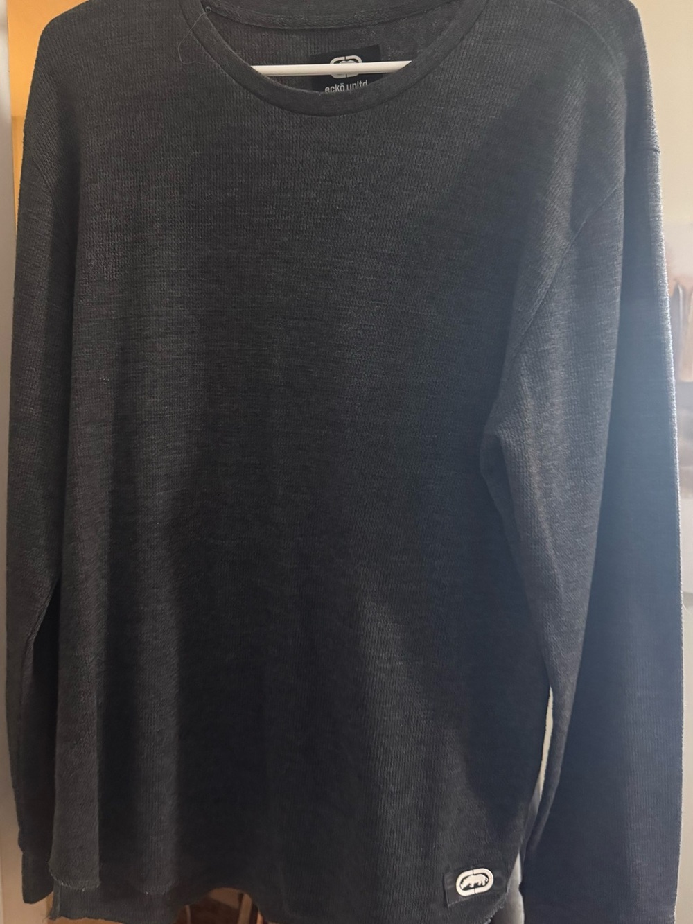 Ecko Unlimited Men's Long-Sleeve Crewneck Sweater- Charcoal